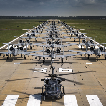 Air National Guard planes lined up on a Georgia runway