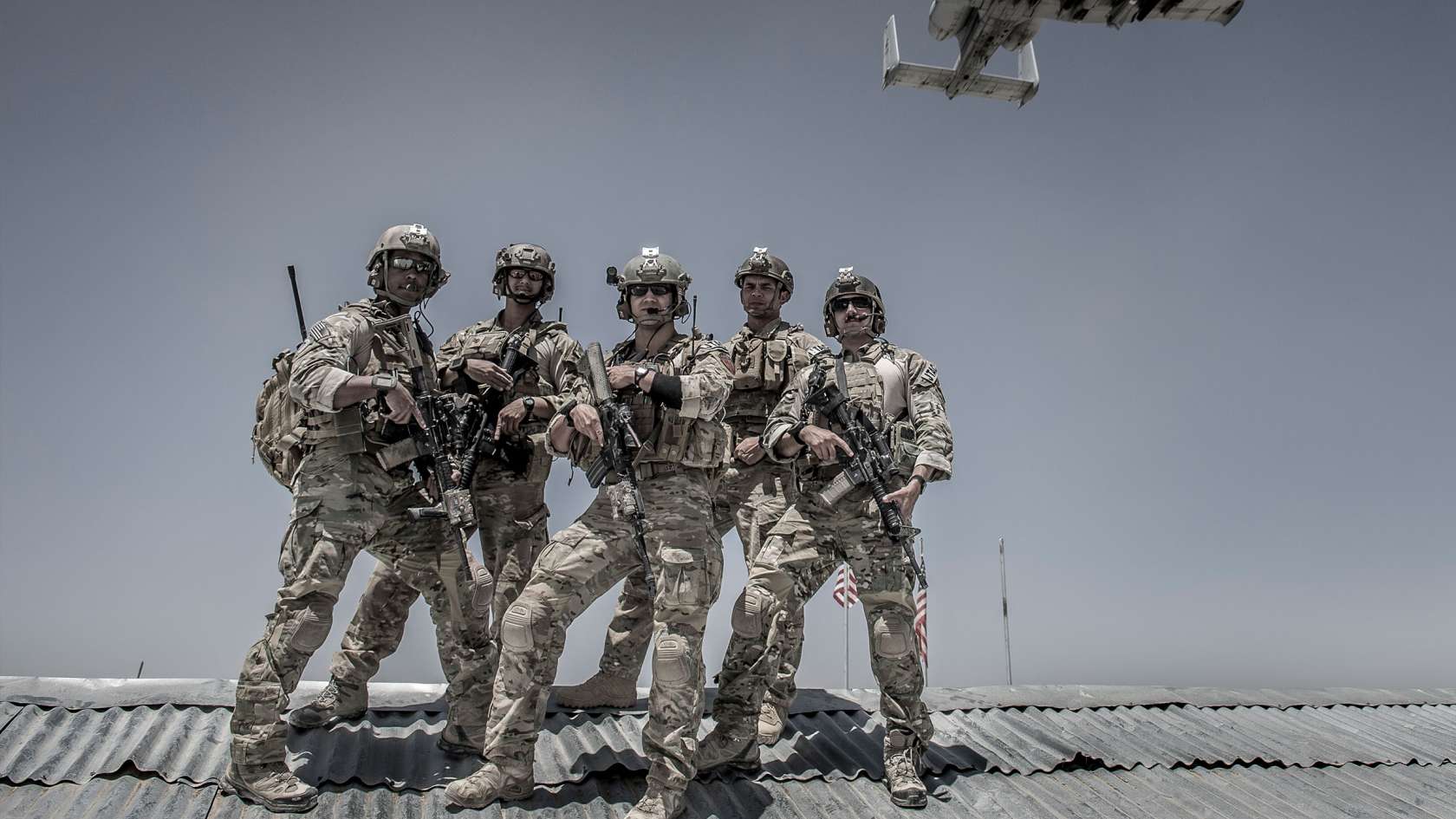 Tactical Air Control Party Officers on roof