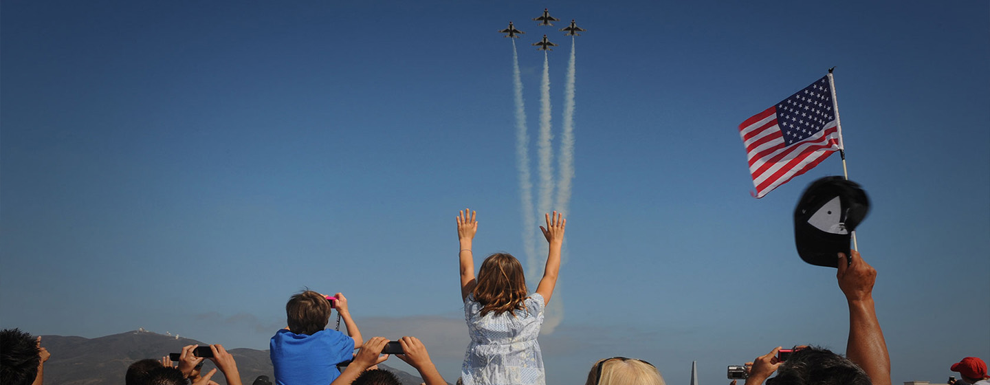 Family watching an Air Show