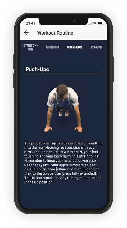 Man showing proper exercise form on phone screen