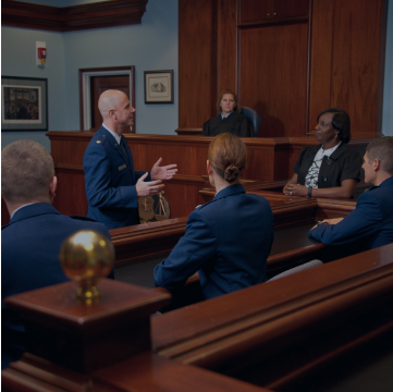 Air Force JAGs in the courtroom