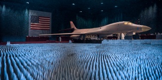 Aircraft in a research hangar