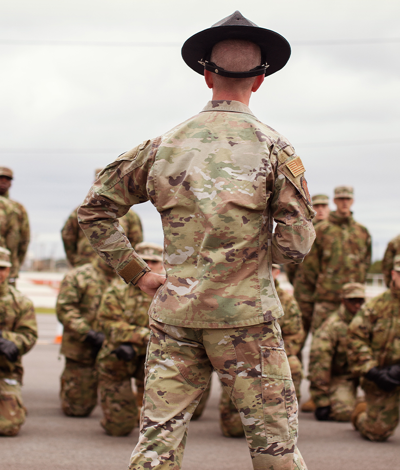 MTI standing in front of his flight of trainees