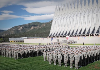 Cadets outside of the Air Force Academy