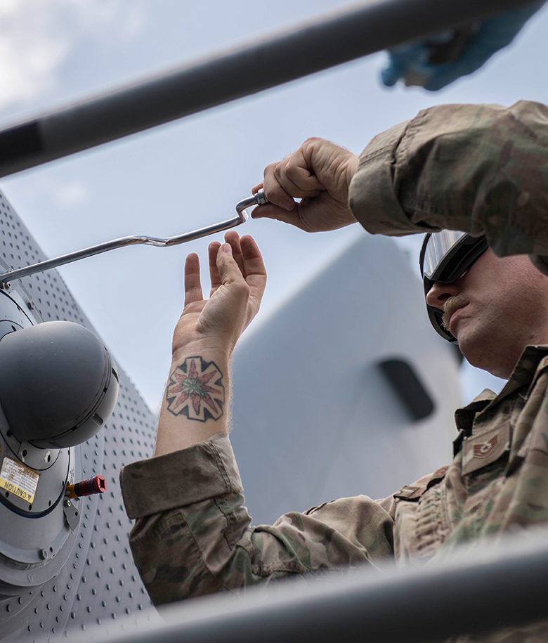 airman working on aircraft