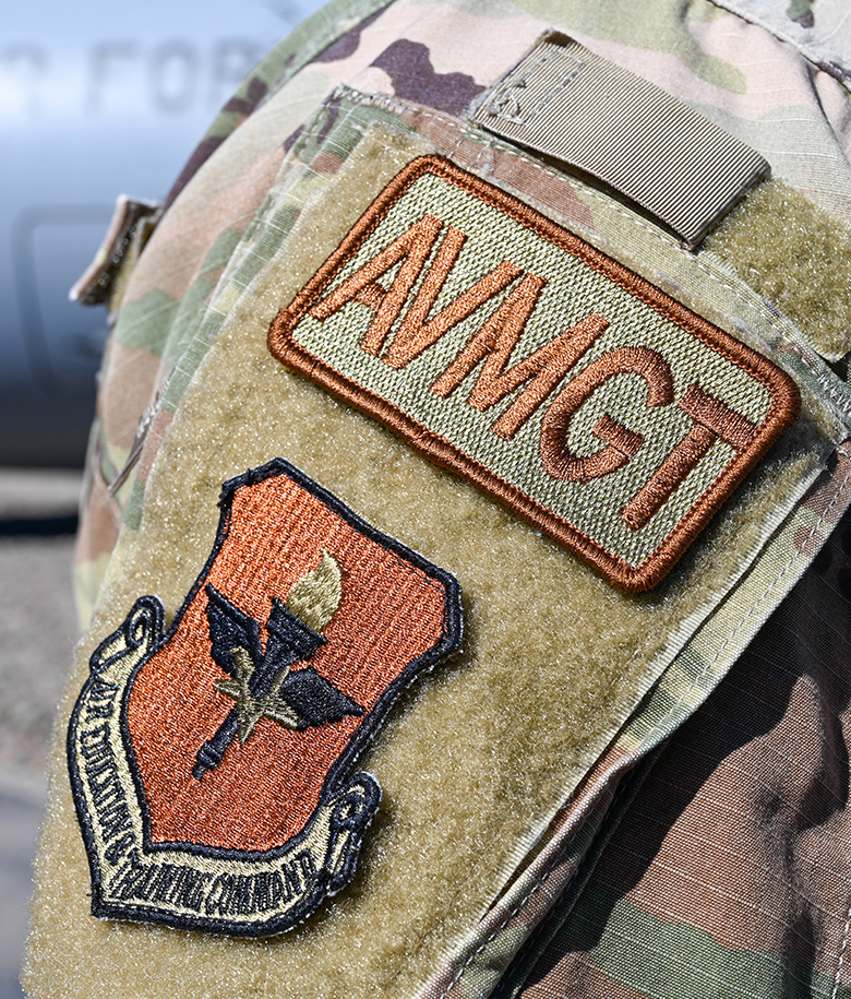 close up of airman's aviation management patch