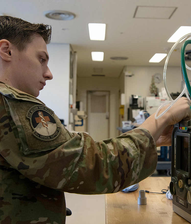 airman using medical equipment