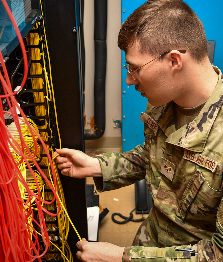 Client Systems specialist working on a server