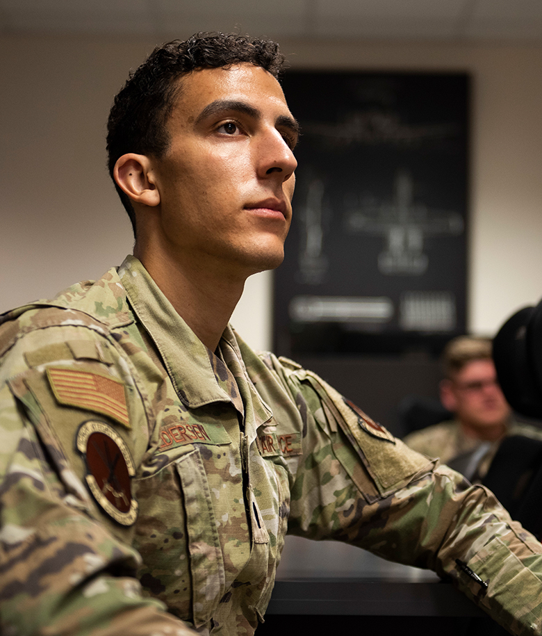 airman at desk