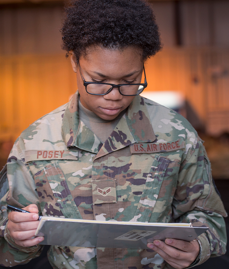 airman reviewing information