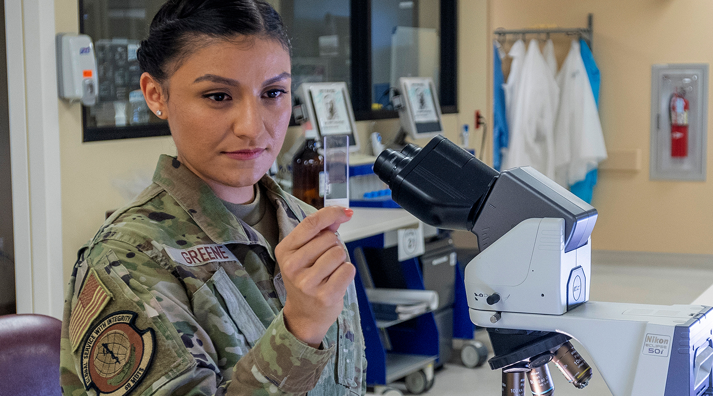 airman in laboratory