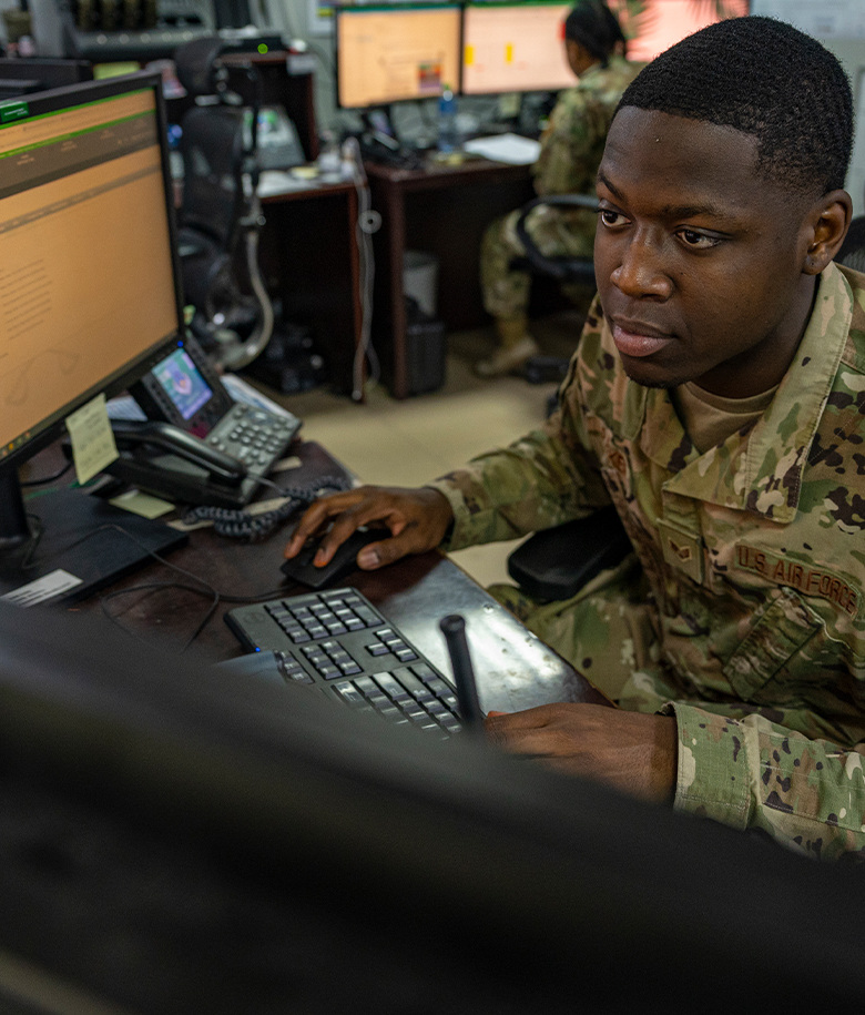 airman working on computer