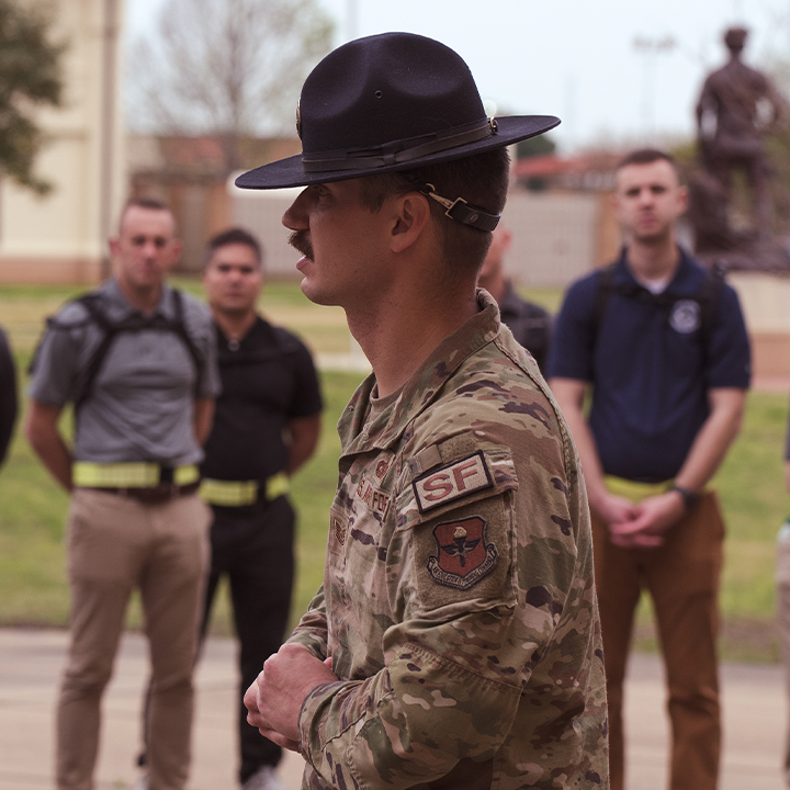 MTI speaking to his flight of trainees