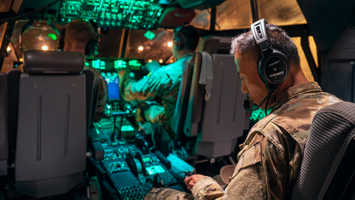 residency trained flight surgeon sitting in an aircraft