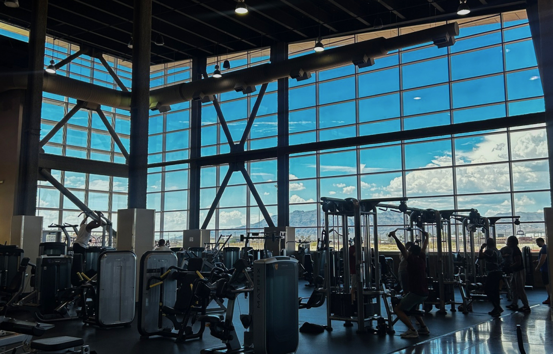 fitness center with windows
