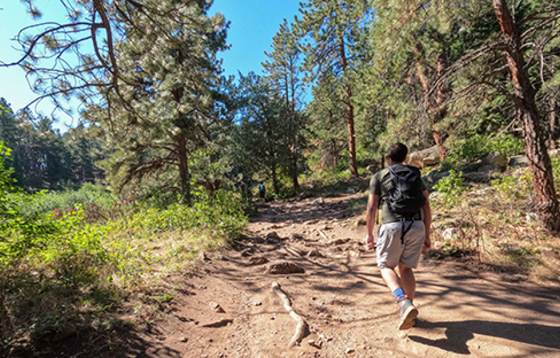 man on hiking trail