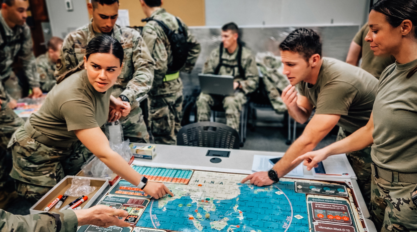 trainees looking at a map