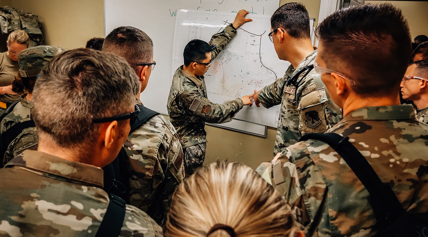 trainees looking at a white board