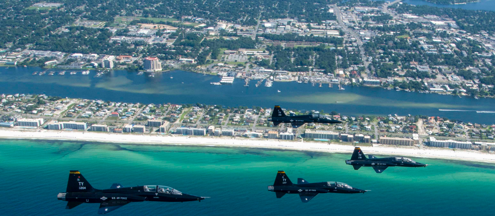 Training jets in formation over ocean