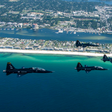 Training jets in formation over ocean