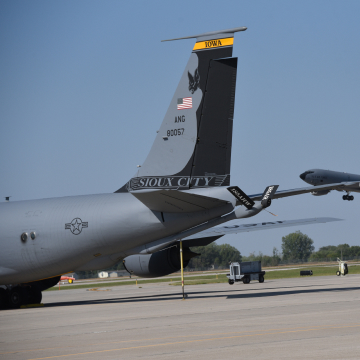 Air National Guard plane on an Iowa airfield