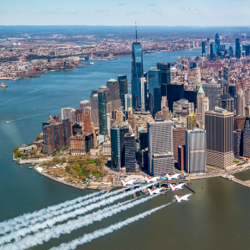 Thunderbirds flying over New York City