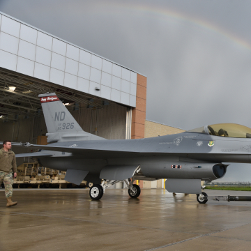 Air National Guard jet leaving North Dakota hanger