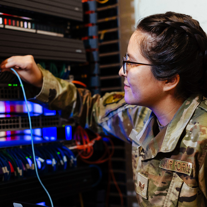 Spectrum Defense Operations specialist connecting a server