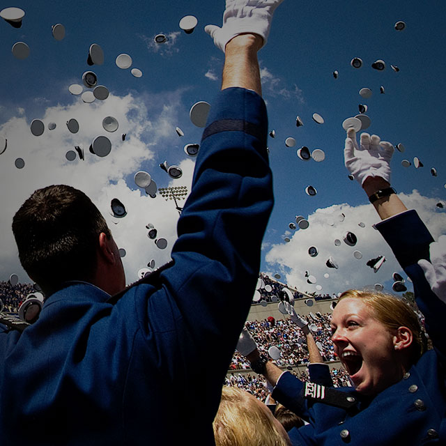 Air Force Academy graduates celebrating