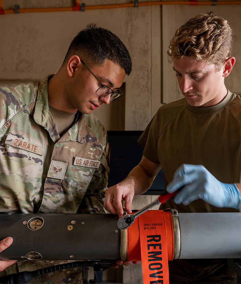 Airmen working on missile and space systems