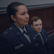 Two Air Force JAGs in the courtroom