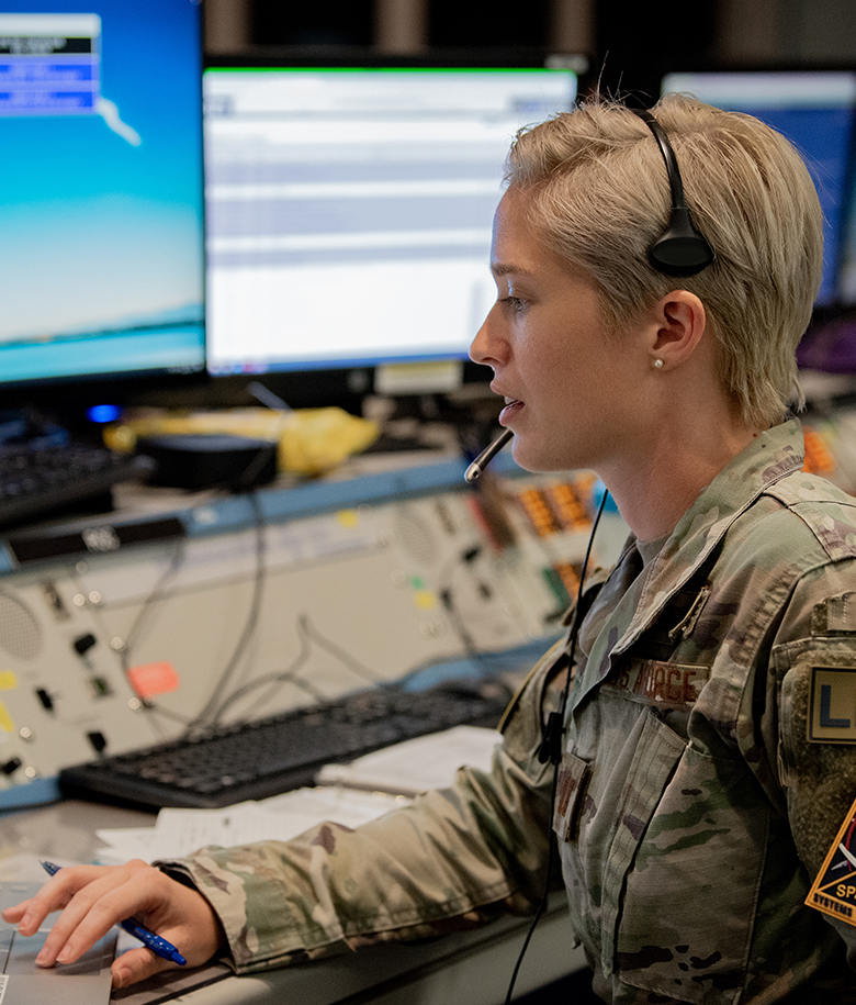 airman reviewing content on laptop