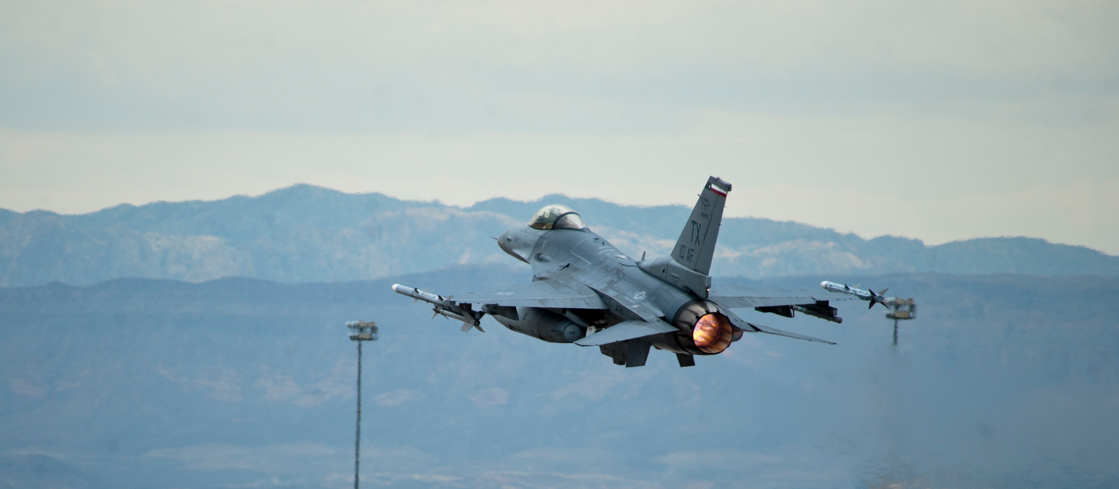 Air National Guard fighter jet taking off from Texas runway